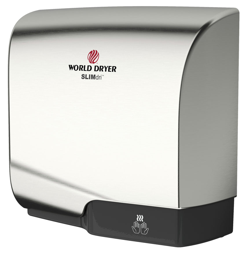 World Dryer SLIMdri L-973A Brushed Stainless Steel Efficient Hand Dryer