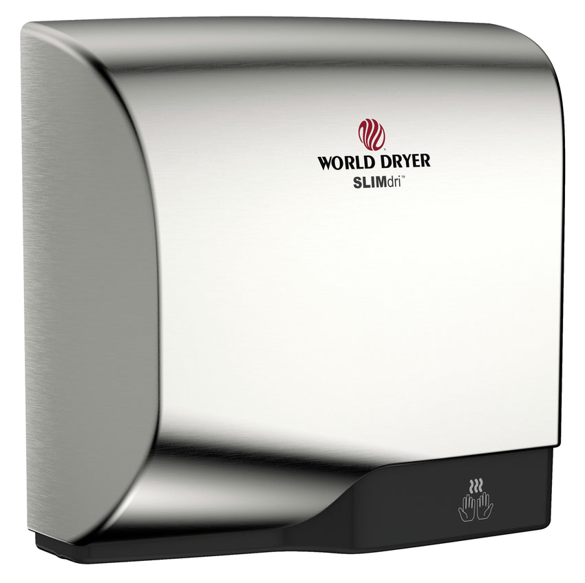 World Dryer SLIMdri L-973A Brushed Stainless Steel Efficient Hand Dryer