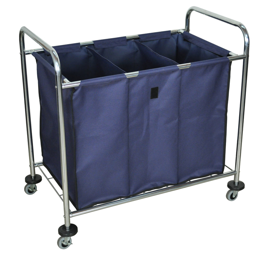 LUXOR HL15 Laundry Cart on Wheels with 3 Sections